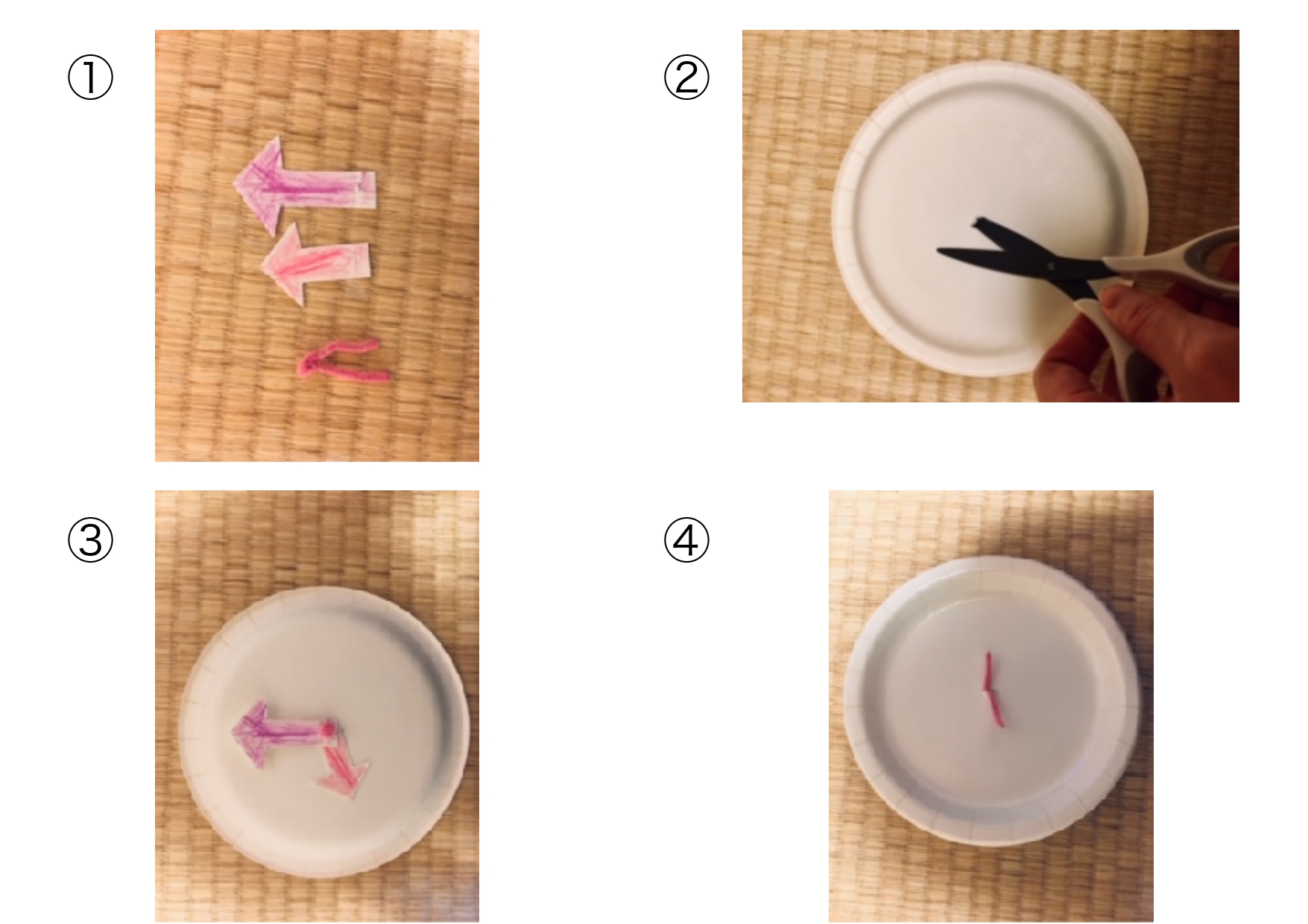 2 3歳の工作 針も動く 簡単紙皿時計 親子の時間研究所